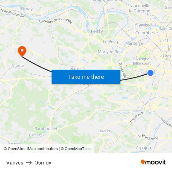 Vanves to Osmoy map