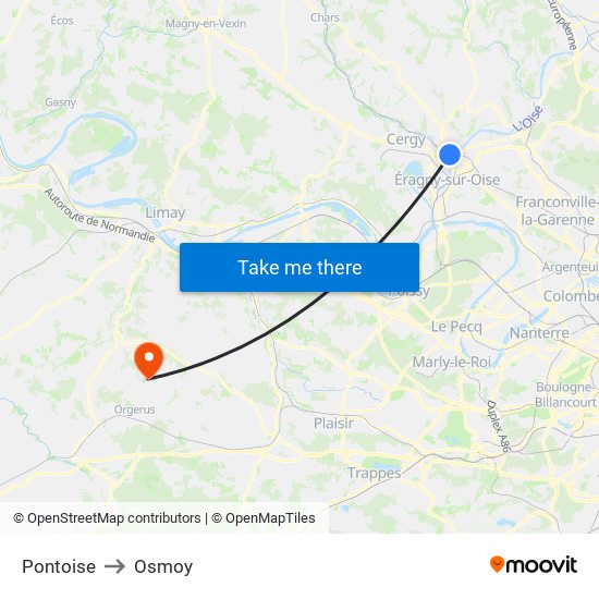 Pontoise to Osmoy map