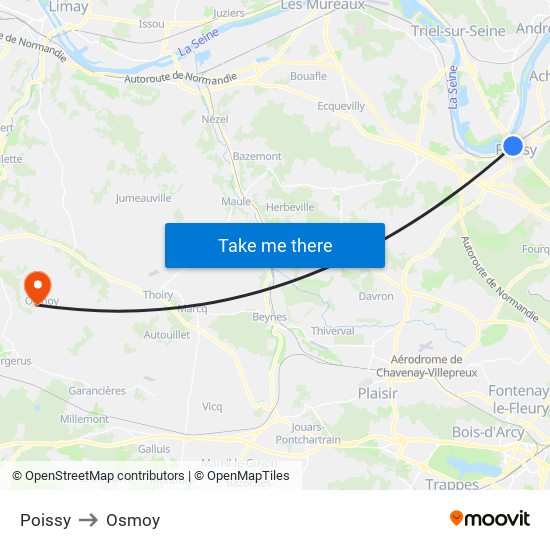 Poissy to Osmoy map