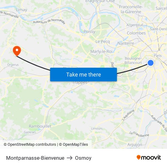 Montparnasse-Bienvenue to Osmoy map