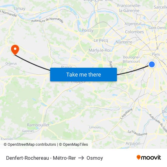 Denfert-Rochereau - Métro-Rer to Osmoy map