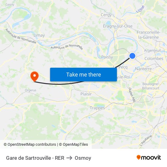 Gare de Sartrouville - RER to Osmoy map