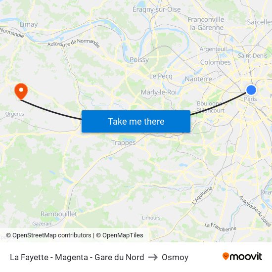 La Fayette - Magenta - Gare du Nord to Osmoy map