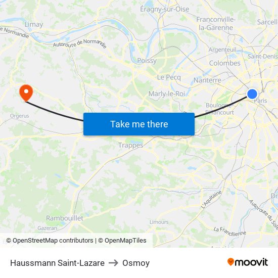 Haussmann Saint-Lazare to Osmoy map