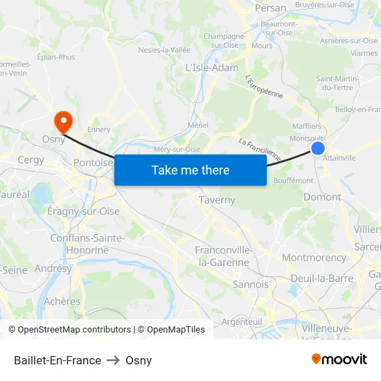 Baillet-En-France to Osny map