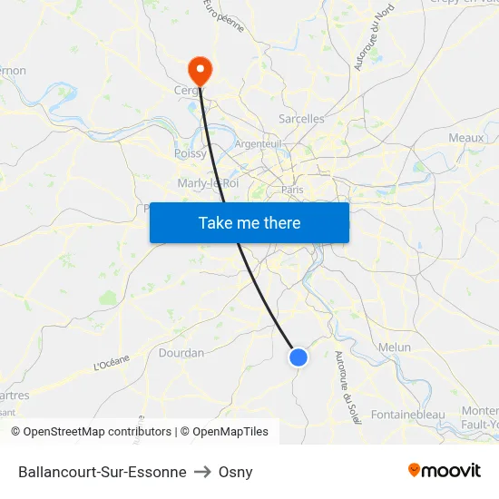 Ballancourt-Sur-Essonne to Osny map