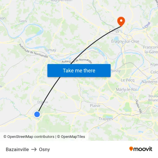 Bazainville to Osny map