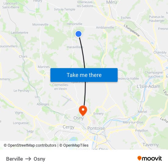 Berville to Osny map