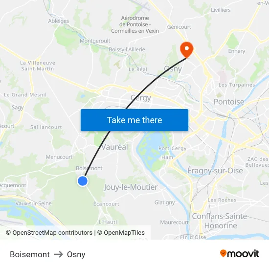 Boisemont to Osny map