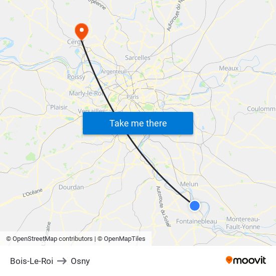 Bois-Le-Roi to Osny map