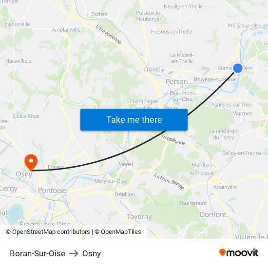 Boran-Sur-Oise to Osny map