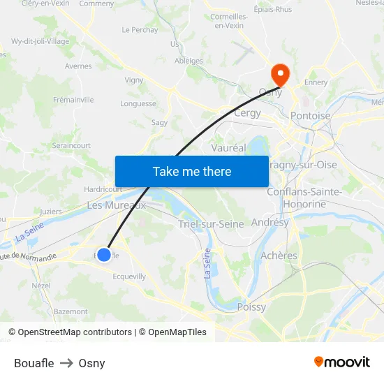 Bouafle to Osny map