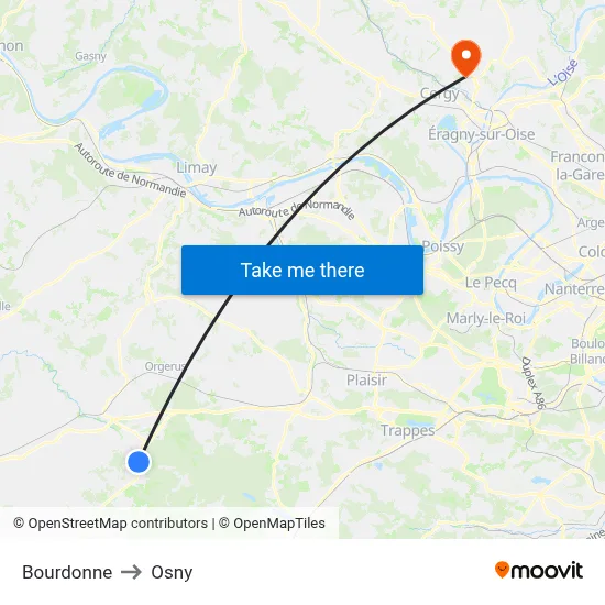 Bourdonne to Osny map