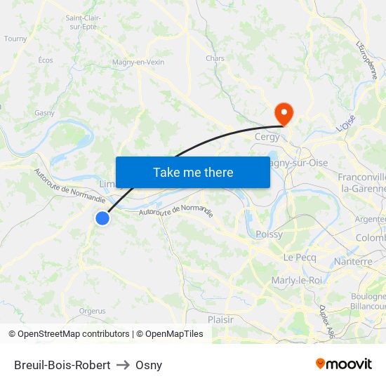Breuil-Bois-Robert to Osny map