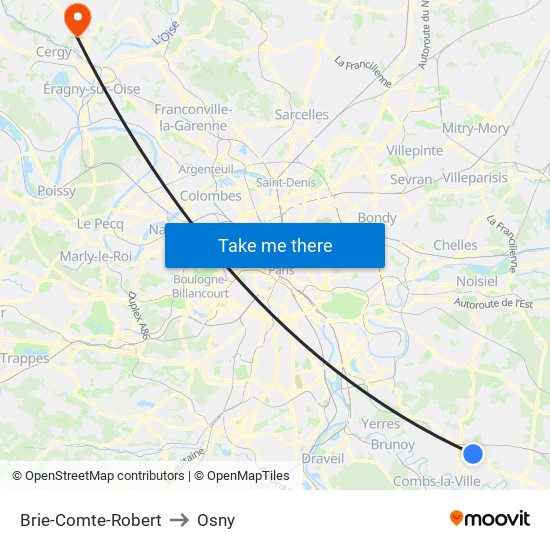 Brie-Comte-Robert to Osny map