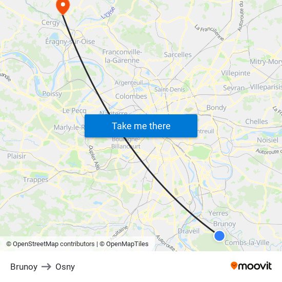 Brunoy to Osny map