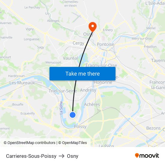 Carrieres-Sous-Poissy to Osny map