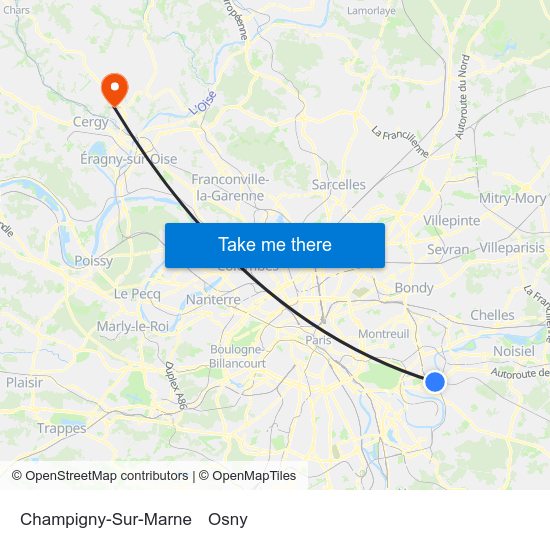 Champigny-Sur-Marne to Osny map