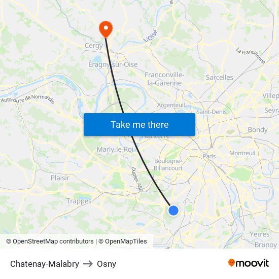 Chatenay-Malabry to Osny map