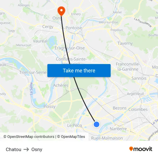 Chatou to Osny map