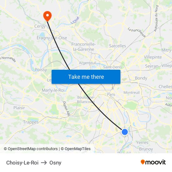 Choisy-Le-Roi to Osny map