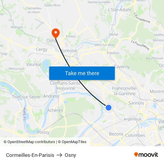 Cormeilles-En-Parisis to Osny map