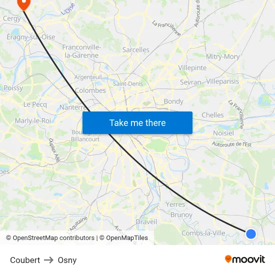 Coubert to Osny map