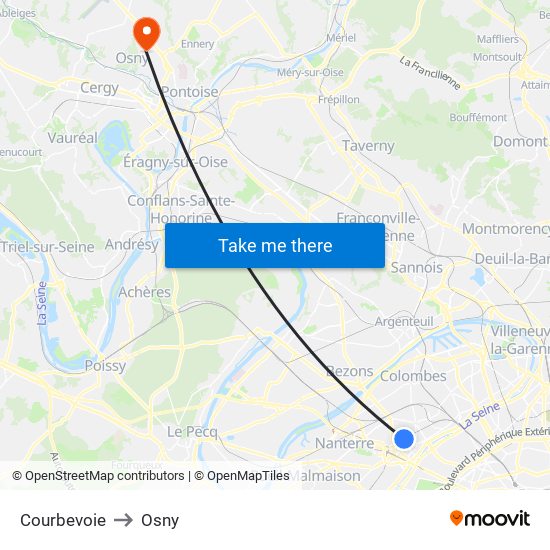 Courbevoie to Osny map