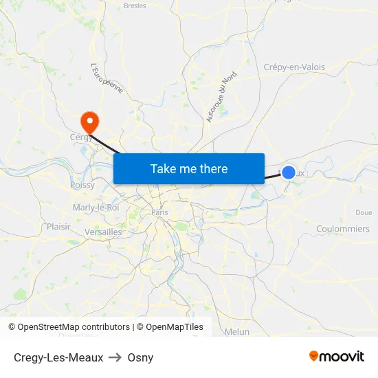 Cregy-Les-Meaux to Osny map