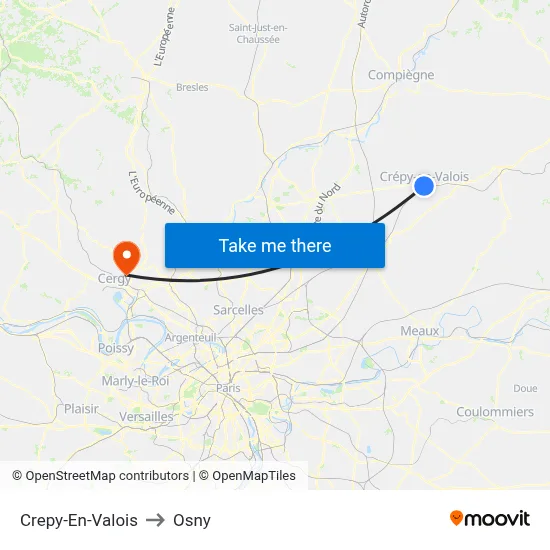 Crepy-En-Valois to Osny map
