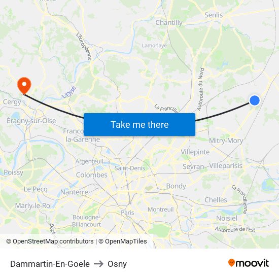 Dammartin-En-Goele to Osny map