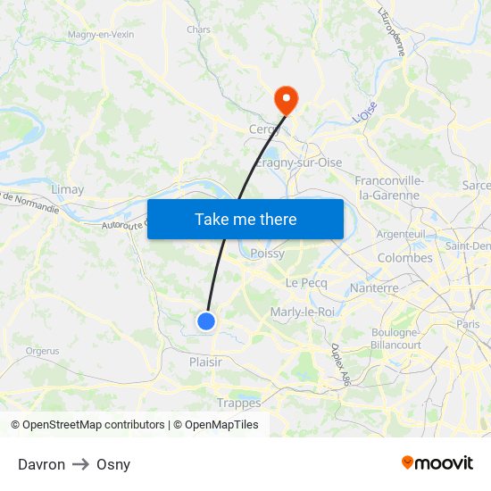 Davron to Osny map