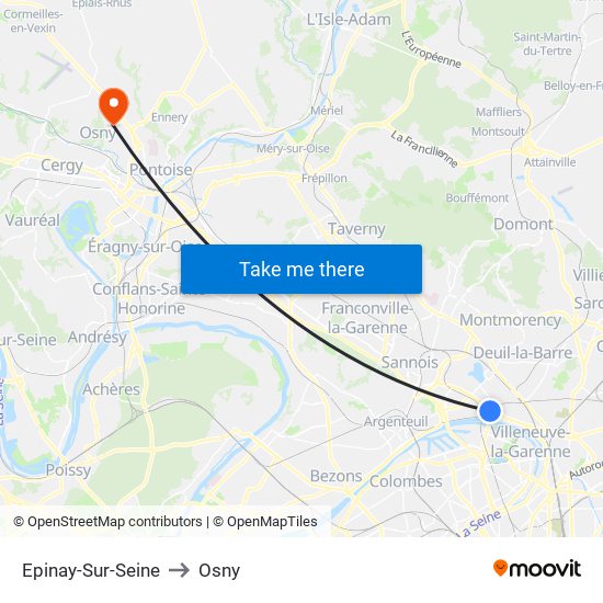 Epinay-Sur-Seine to Osny map