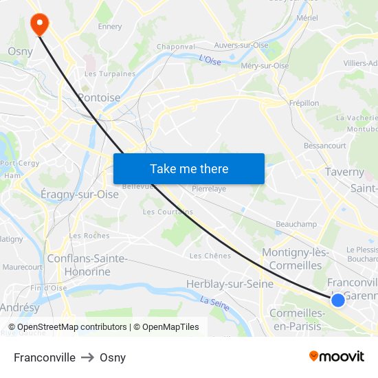 Franconville to Osny map