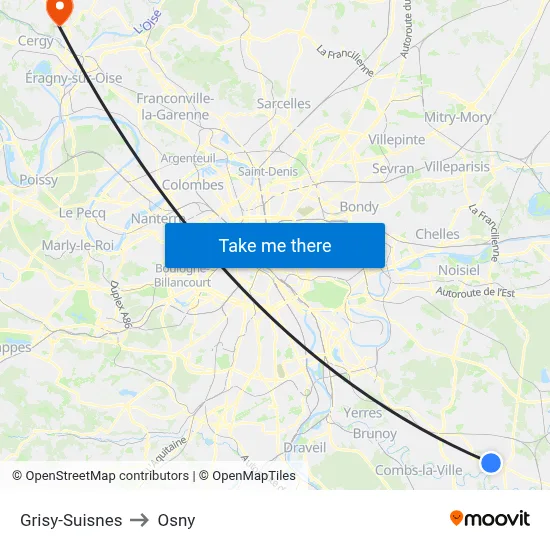 Grisy-Suisnes to Osny map