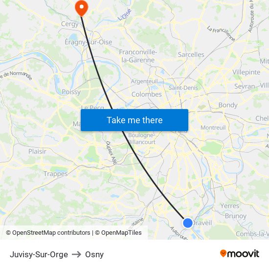 Juvisy-Sur-Orge to Osny map