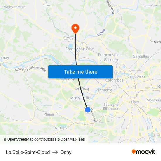 La Celle-Saint-Cloud to Osny map