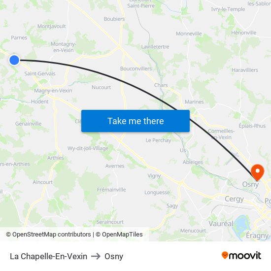 La Chapelle-En-Vexin to Osny map