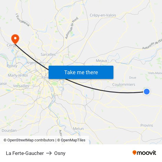 La Ferte-Gaucher to Osny map