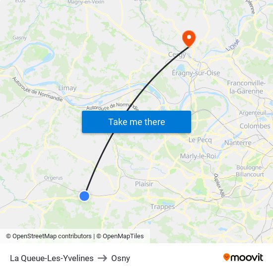 La Queue-Les-Yvelines to Osny map