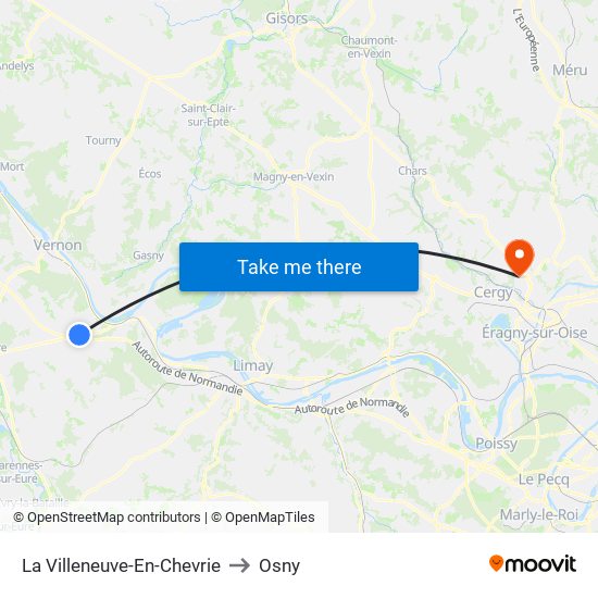 La Villeneuve-En-Chevrie to Osny map