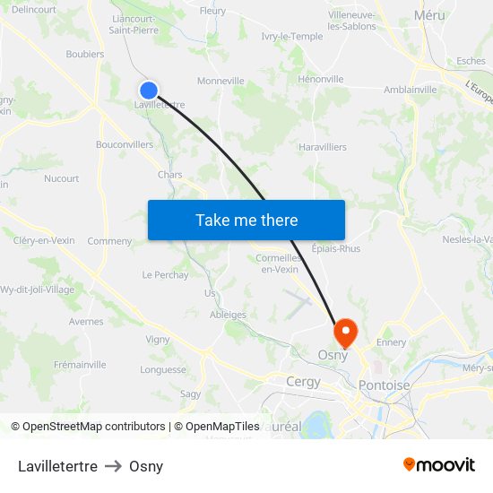 Lavilletertre to Osny map