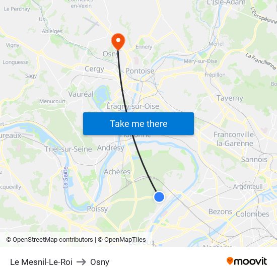 Le Mesnil-Le-Roi to Osny map