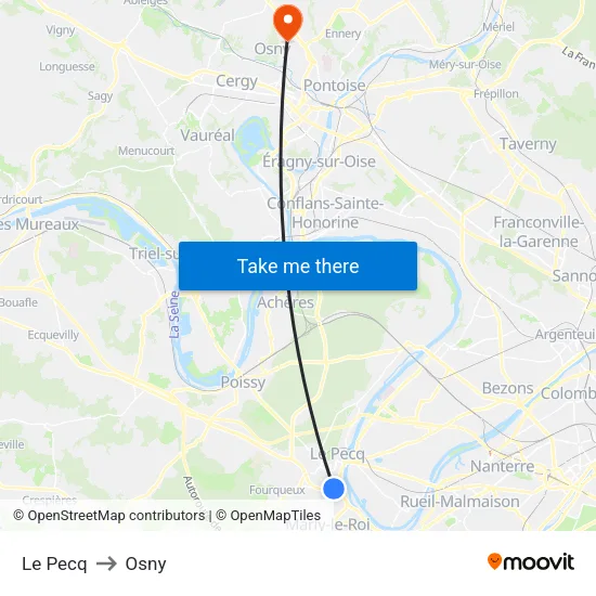 Le Pecq to Osny map