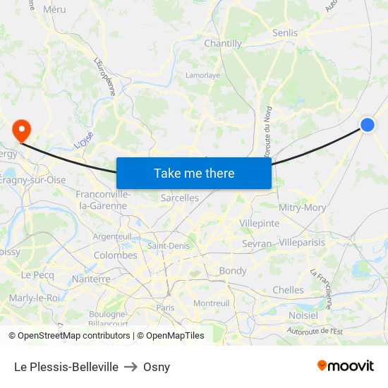 Le Plessis-Belleville to Osny map