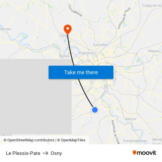 Le Plessis-Pate to Osny map