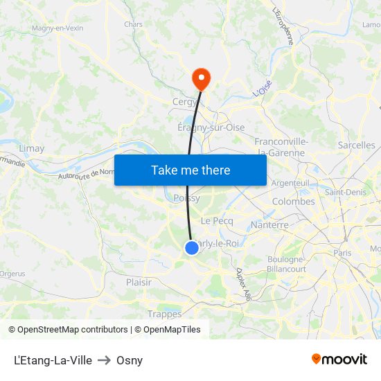 L'Etang-La-Ville to Osny map