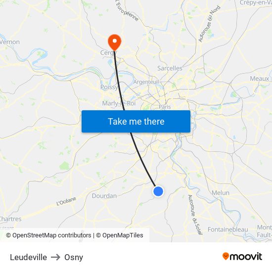 Leudeville to Osny map