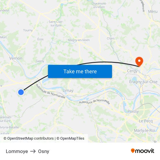 Lommoye to Osny map