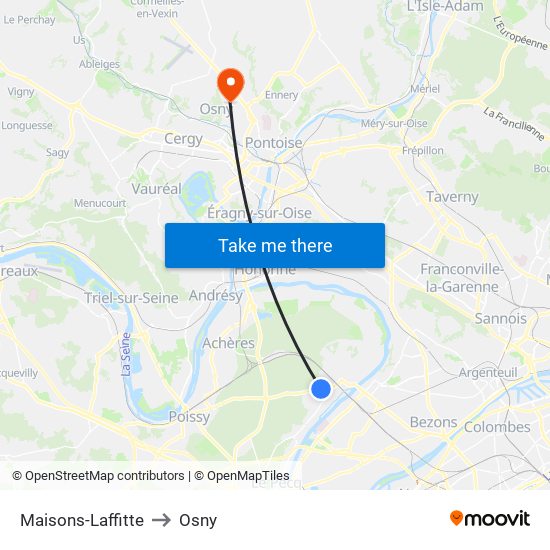 Maisons-Laffitte to Osny map